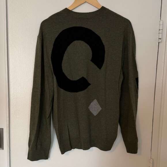 A.P.C. WOOL LOGO SWEATER IN KHAKI SIZE SMALL - Picture 5 of 7